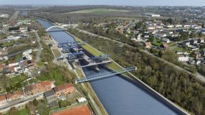 Vue aérienne de l'écluse de Gosselies