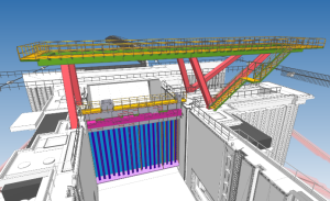 Modèle 3D du portique avec jambes inclinées